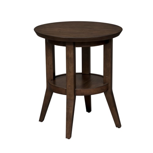 Contemporary Round End Table with Shelf