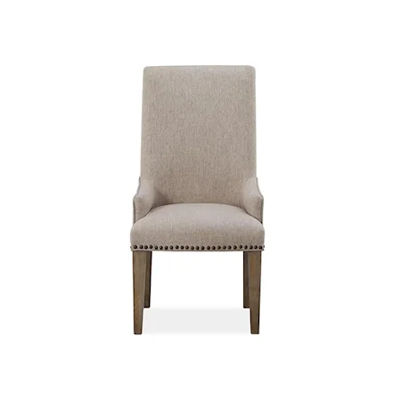 Relaxed Vintage Upholstered Host Side Chair with Nailhead Trim