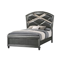 Adira Contemporary Queen Upholstered Arched Bed with Built-in Lighting