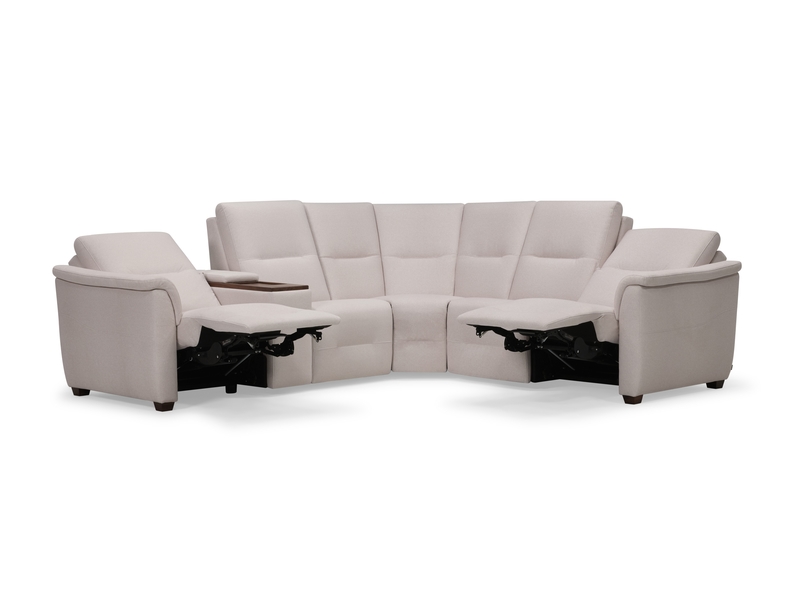 4-Seat Corner Curve Oxford Console Sectional