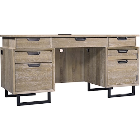 Contemporary 66" Credenza Desk with A/C Outlets and Adjustable Shelf