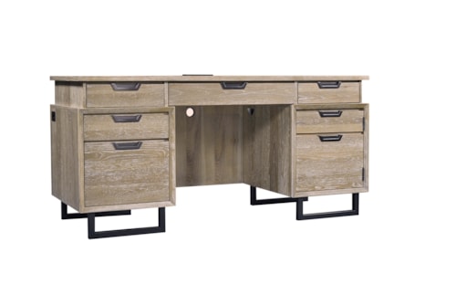 Contemporary 66" Credenza Desk with A/C Outlets and Adjustable Shelf