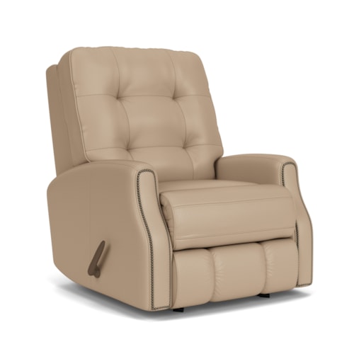 Button Tufted Manual Rocker Recliner with Nailheads