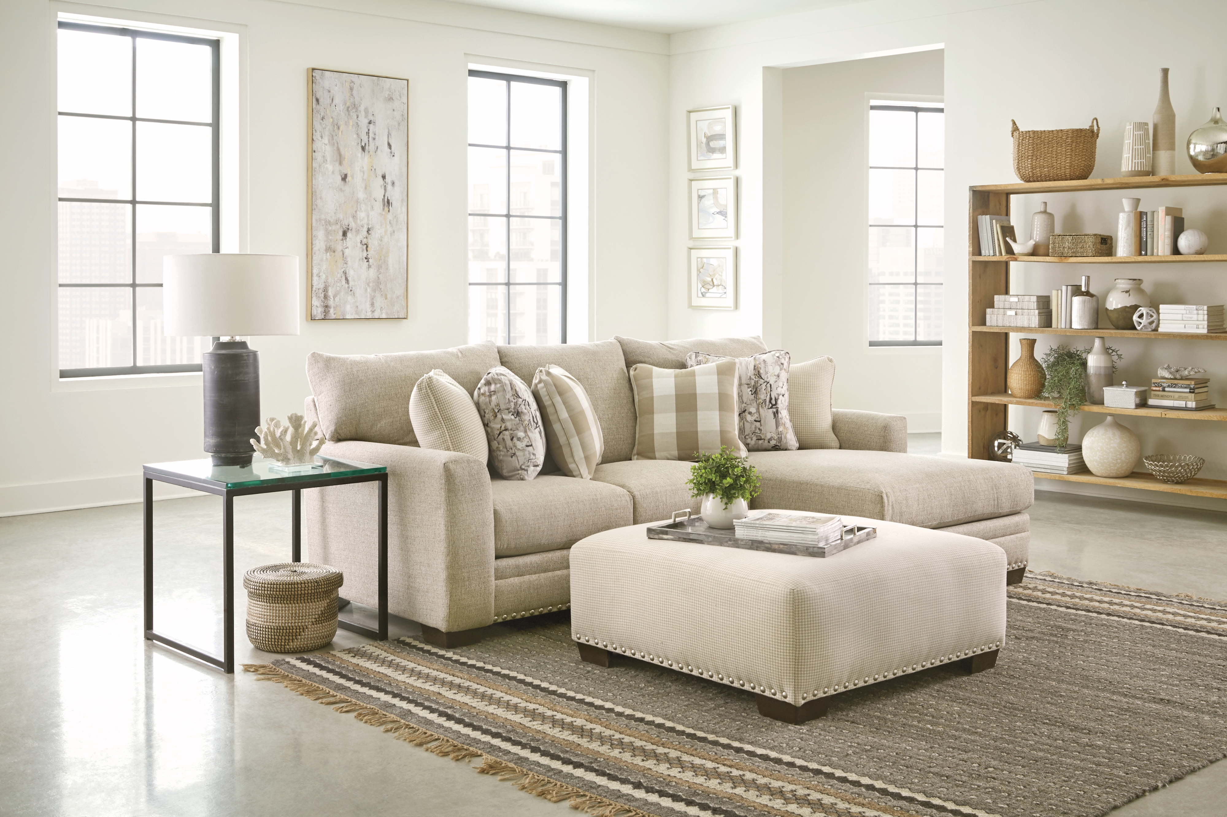Jackson Furniture Salem 3-Piece Sectional Sofa with Cocktail Ottoman