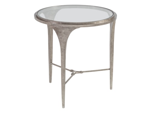 Contemporary Round End Table with Glass Top