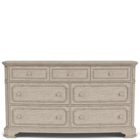 Transitional 7-Drawer Dresser with Decorative Overlay Molding