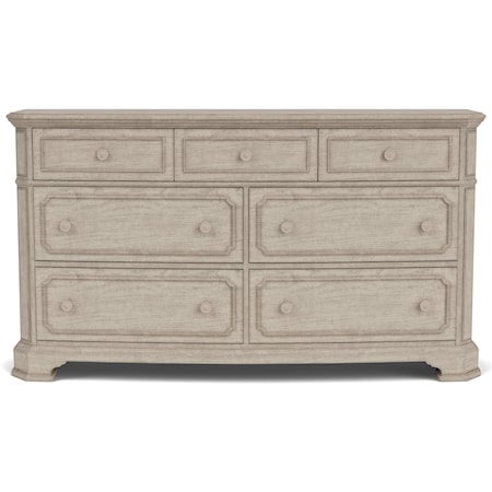 Transitional 7-Drawer Dresser with Decorative Overlay Molding