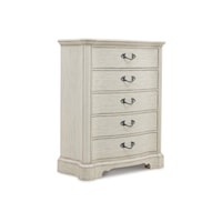 Traditional 5-Drawer Chest with Metal Bar Pulls