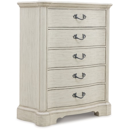 Traditional 5-Drawer Chest with Metal Bar Pulls