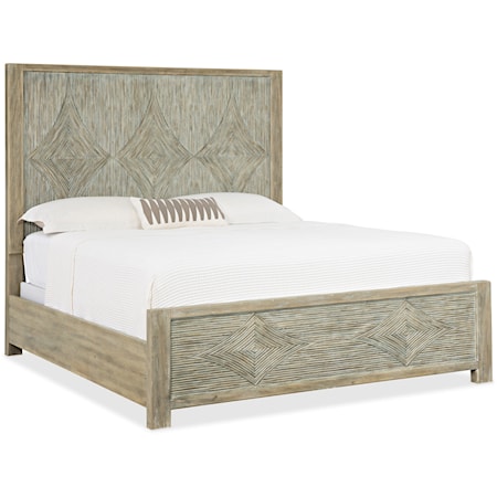 Coastal King Panel Bed with Diamond Motif