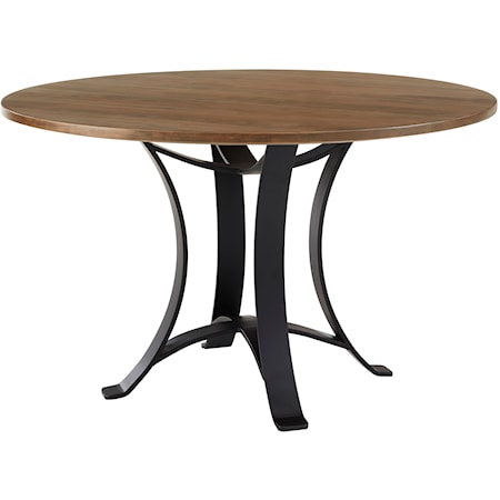 Rustic 48" Round Dining Table with Metal Base