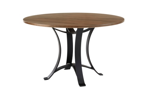 Transitional 48" Round Dining Table with Metal Pedestal Base
