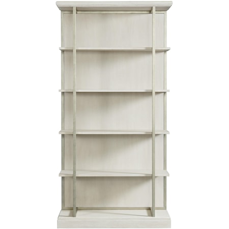 Transitional 4-Shelf Bookcase with Metal Accents