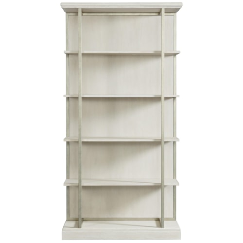 Transitional 4-Shelf Bookcase with Metal Accents