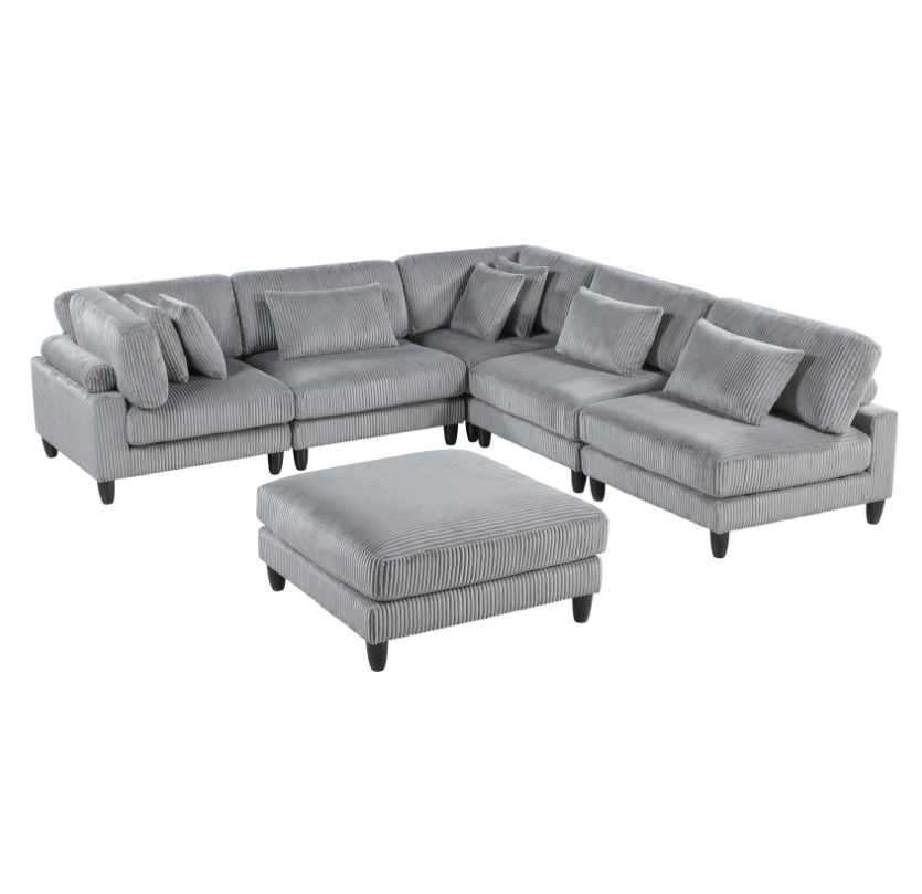 5-Piece Sectional Sofa with Ottoman