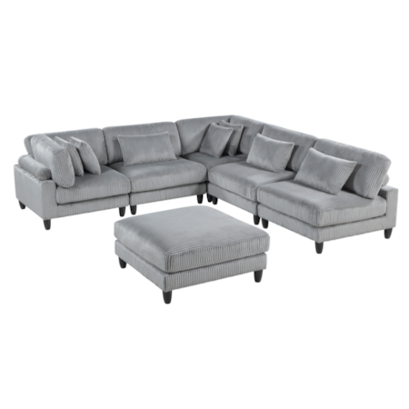 5-Piece Sectional Sofa with Ottoman