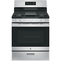 GE 30" Gas Freestanding Range with Broil Drawer Stainless Steel