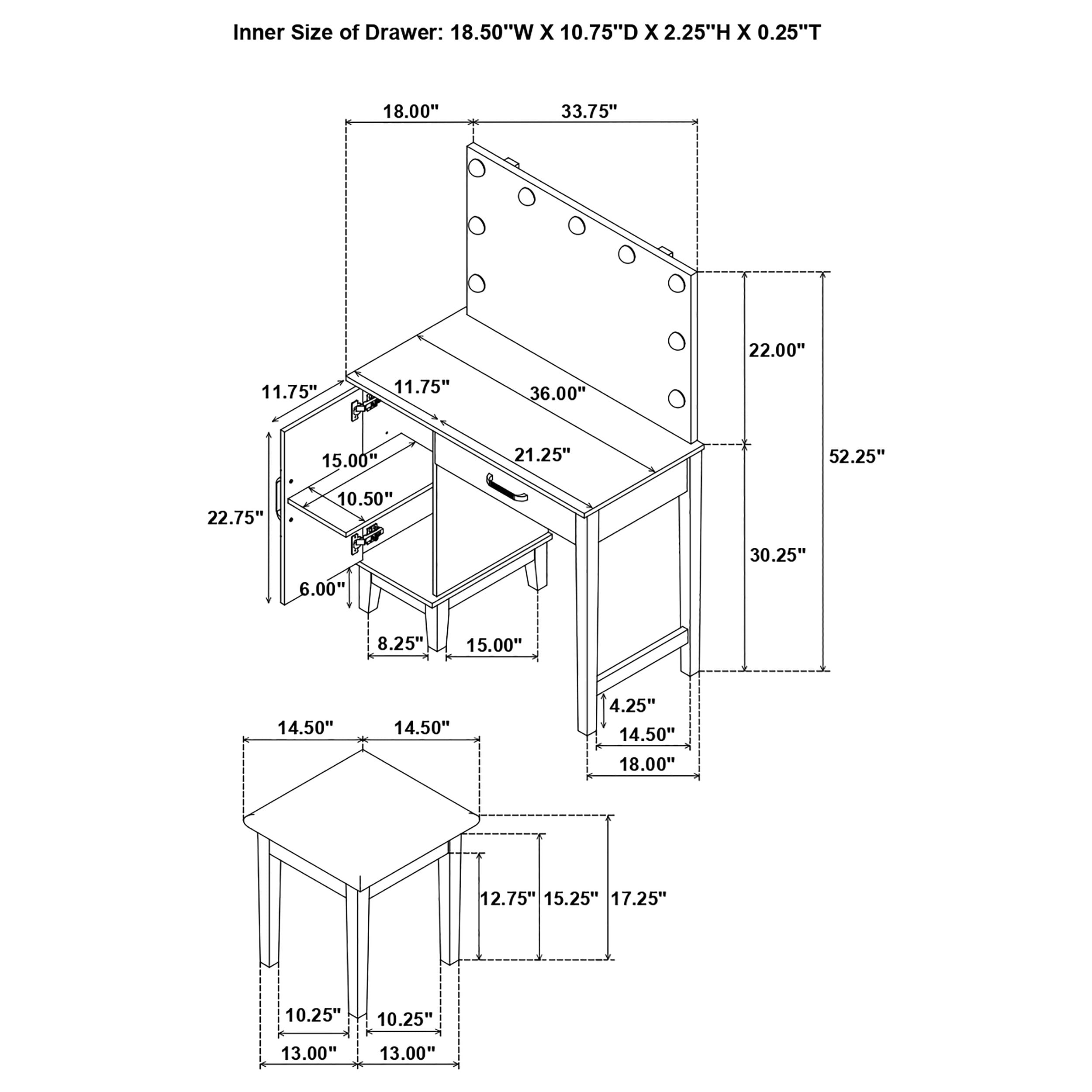 Coaster Elijah Elijah Vanity Set w/ing & Stool