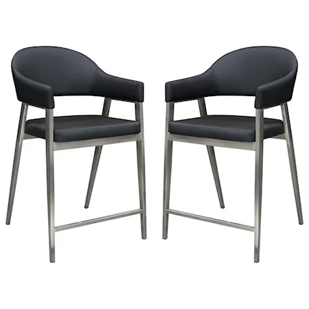 Contemporary Set of Two Modern Counter Height Chairs