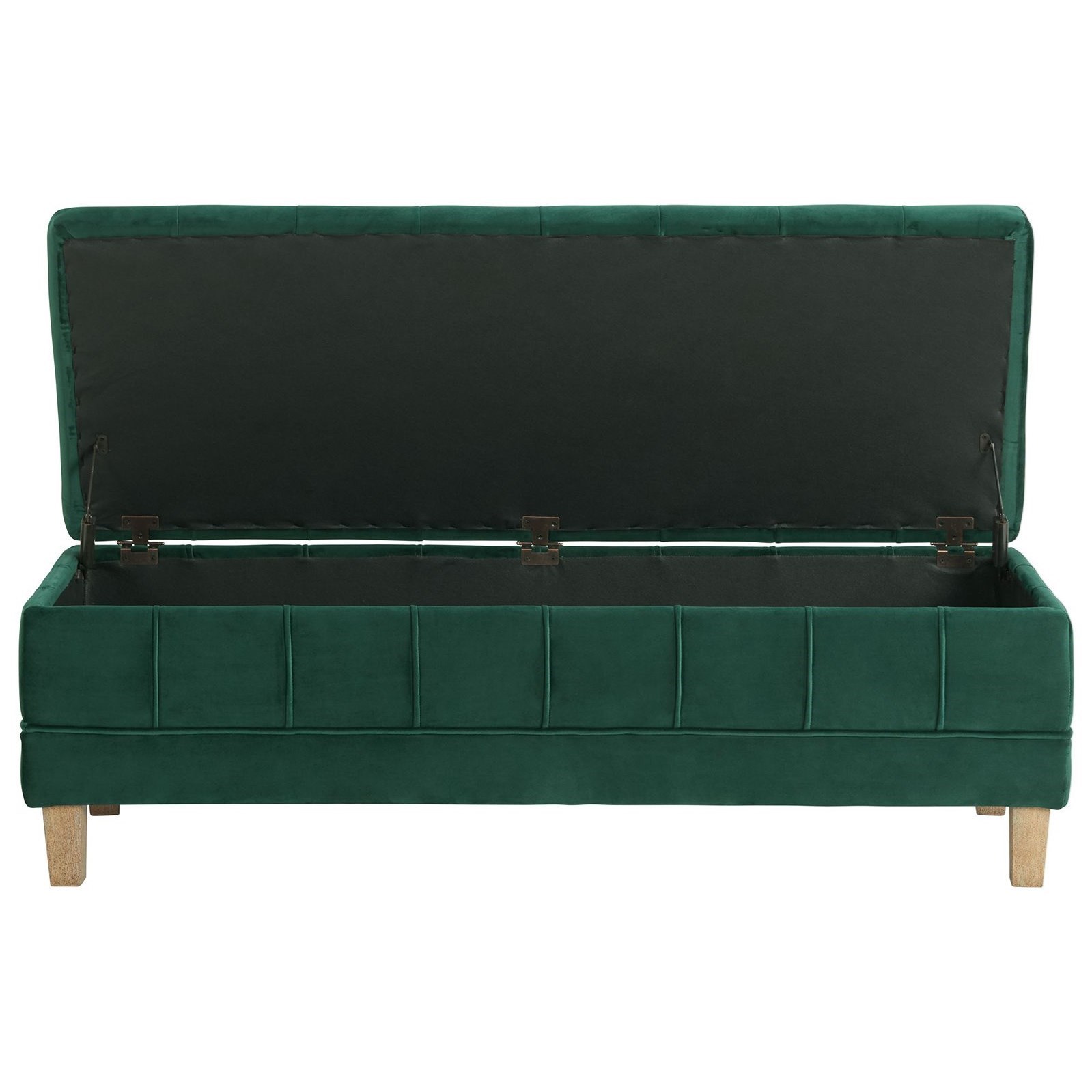 Elements International Ottomans BING GREEN VELVET STORAGE BENCH |