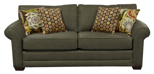 Casual Queen Sleeper Sofa with Flared Rolled Arms