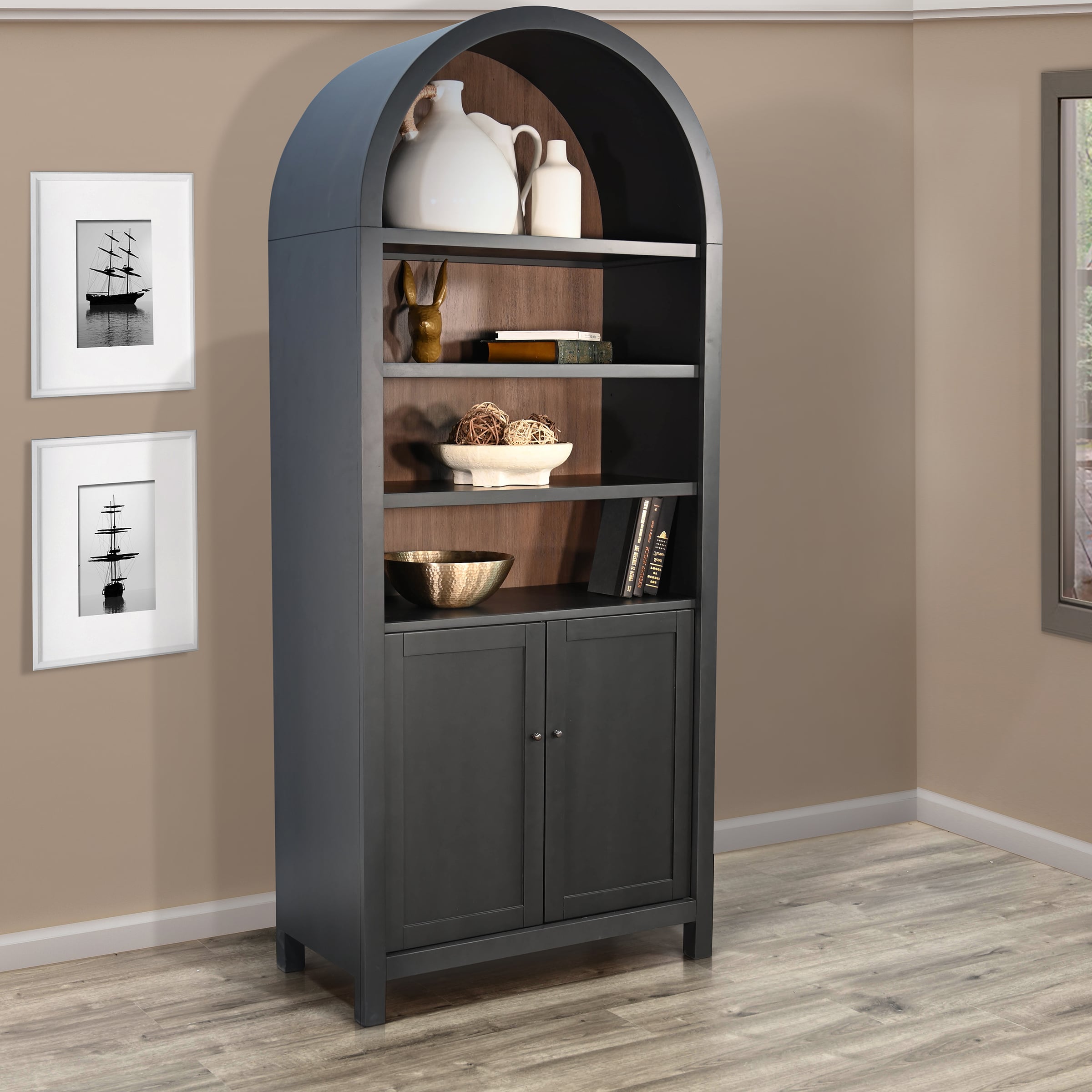 Arched Display Cabinet with Doors