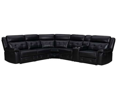 Casual 6-Piece Manual Reclining Sectional Sofa with Entertainment Console