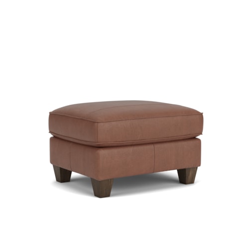 Transitional Upholstered Ottoman with Tapered Legs