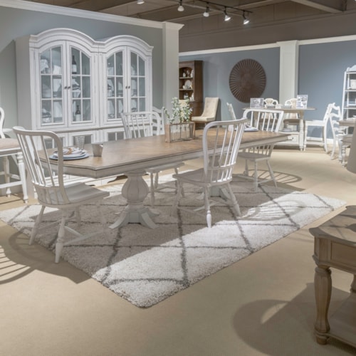 Traditional 5-Piece Rectangular Double Pedestal Dining Set