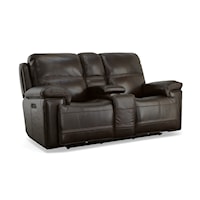 Power Reclining Loveseat with Power Tilt Headrest and Cupholder Console