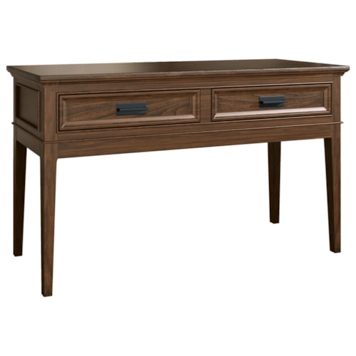 Transitional 2-Drawer Sofa Table with Pewter Bar Pulls
