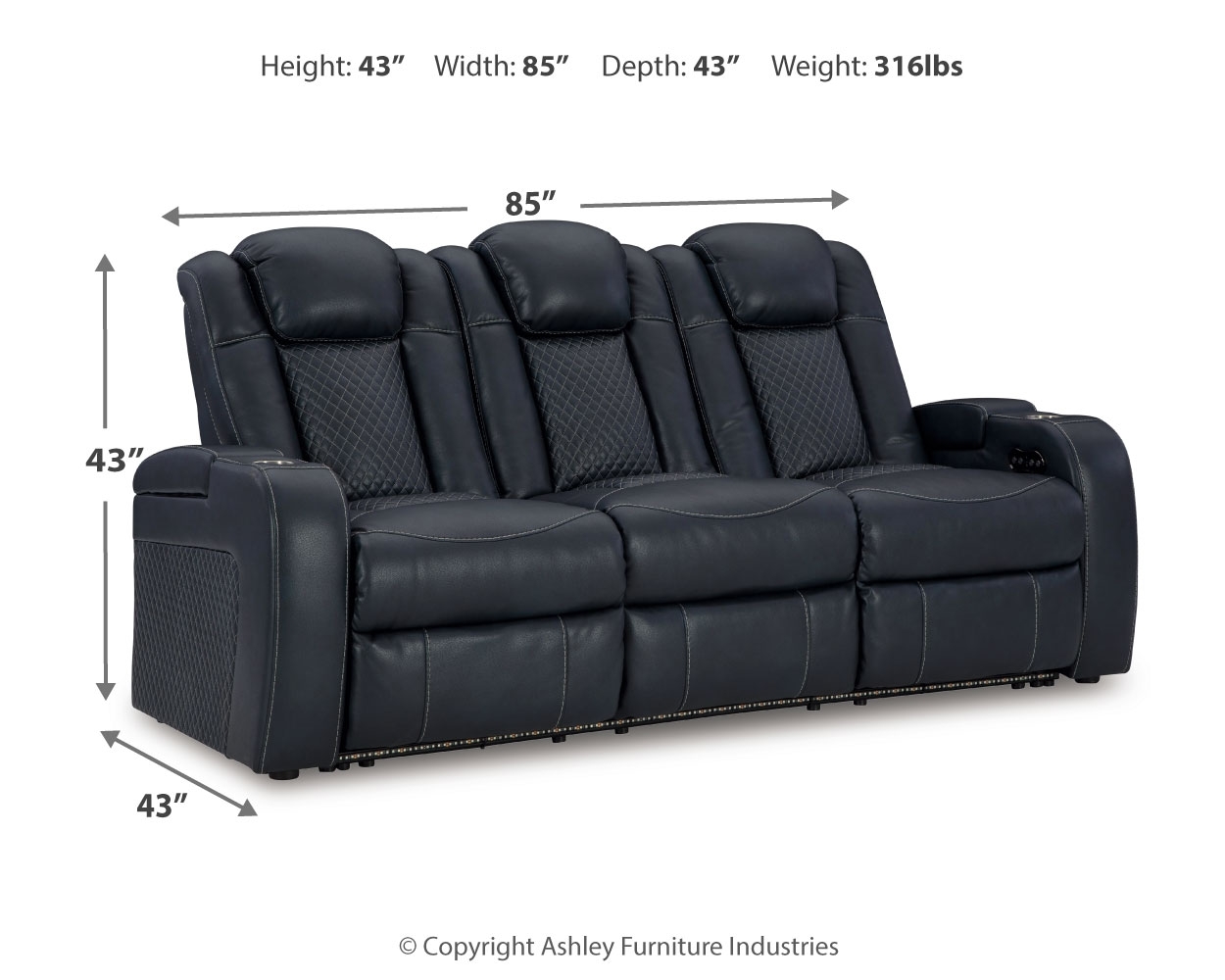 Pwr Rec Sofa With Adj Headrest