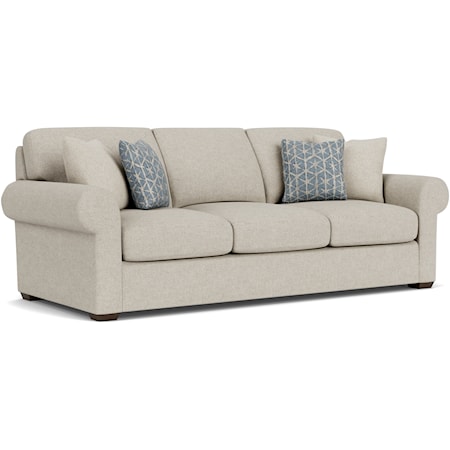 Transitional 93" Three-Cushion Sofa with Rolled Arms