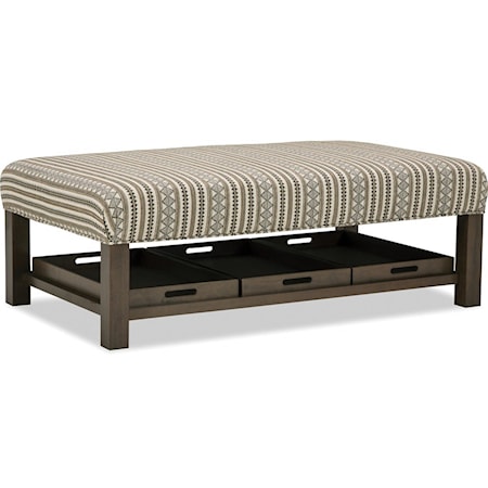 Contemporary Storage Bench Ottoman with Three Storage Trays