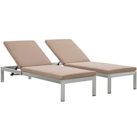 Chaise with Cushions Outdoor Patio Aluminum Set of 2