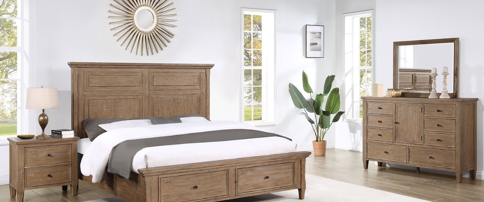 Riverdale Rustic King 4-Piece Storage Bed Bedroom Set