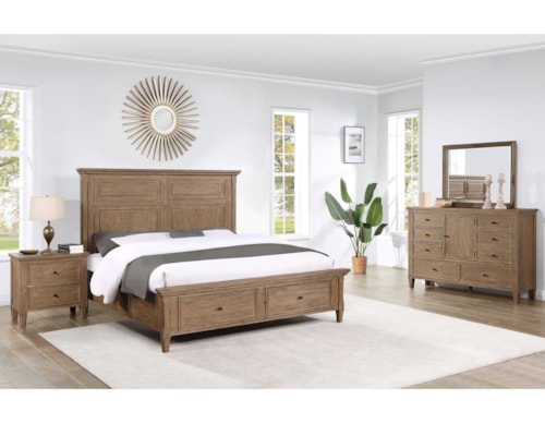 Queen Rustic 4-Piece Storage Bed Bedroom Set