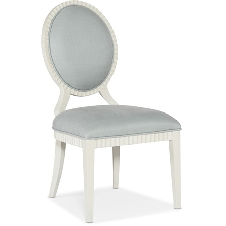 Set of 2 Casual Side Chairs with Oval Scalloped Back