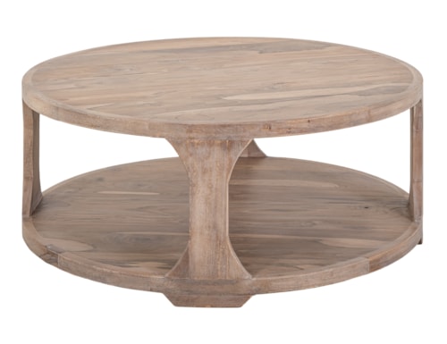 Modern Rustic Round Cocktail Table with Casters