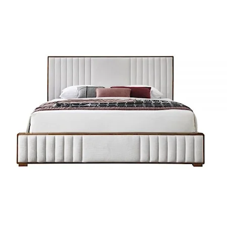 Kaleea Contemporary Upholstered Bed with Channel Tufting - Queen
