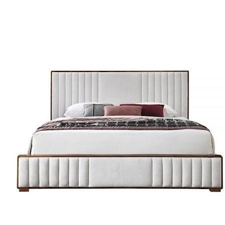 Kaleea Contemporary Upholstered Bed with Channel Tufting - King