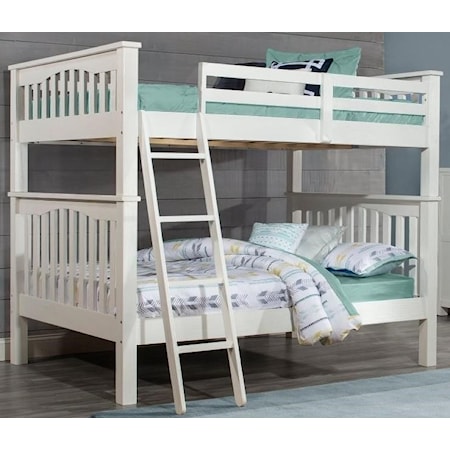 Mission Style Full Over Full Bunk Bed with Hanging Tray