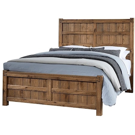 Rustic California King Board and Batten Bed with Low Profile Footboard