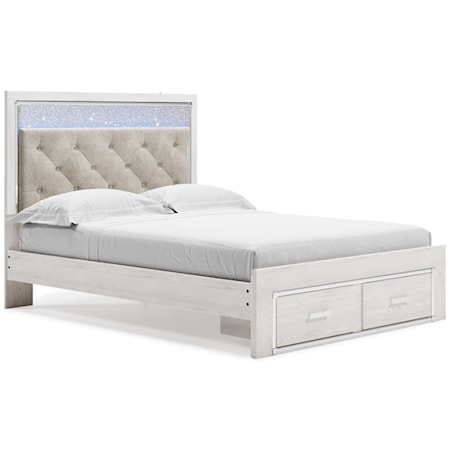 Queen Storage Bed with Upholstered Headboard