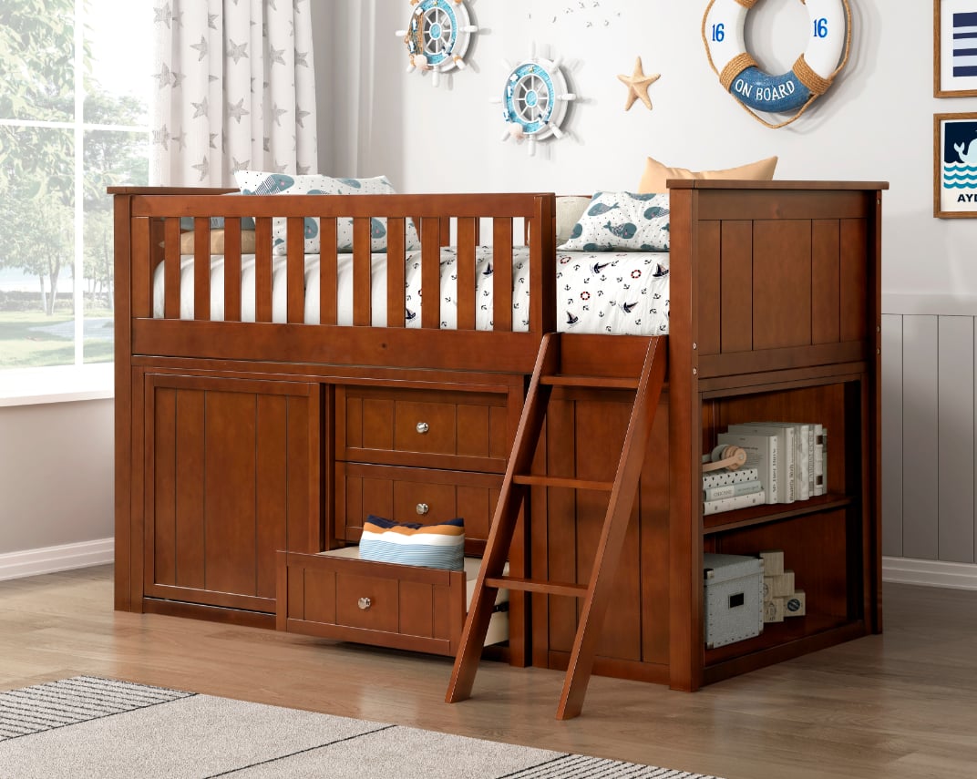 Homelegance Rowe Low Loft Bunk Bed with Storage