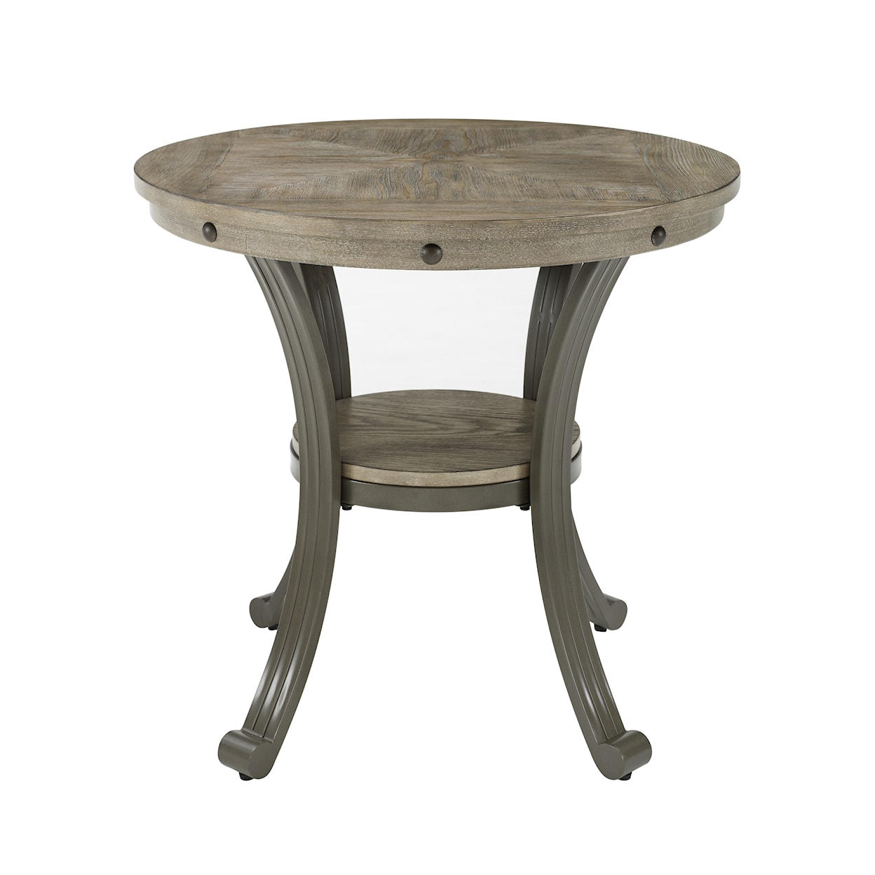 Powell Franklin Metal and Wood Round End Table