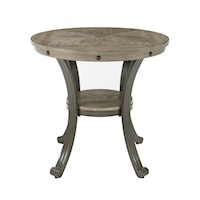 Metal and Wood Round End Table