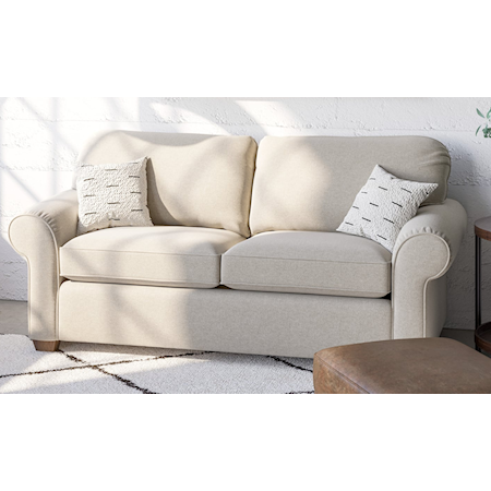 Contemporary Two-Cushion Sofa with Rolled Arms