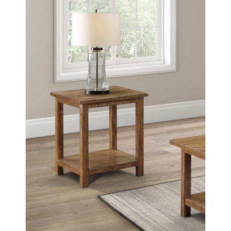 Wood End Table w/ Shelf