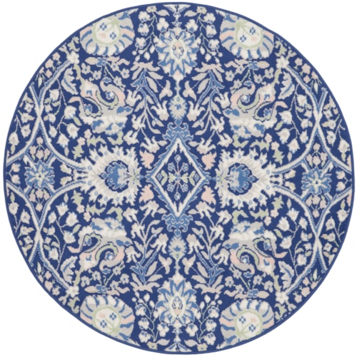 5'  Navy Multicolor Round Rug
